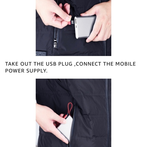 Heated Vest for Women Men,USB, Black, power bank￼not included - Picture 6 of 9